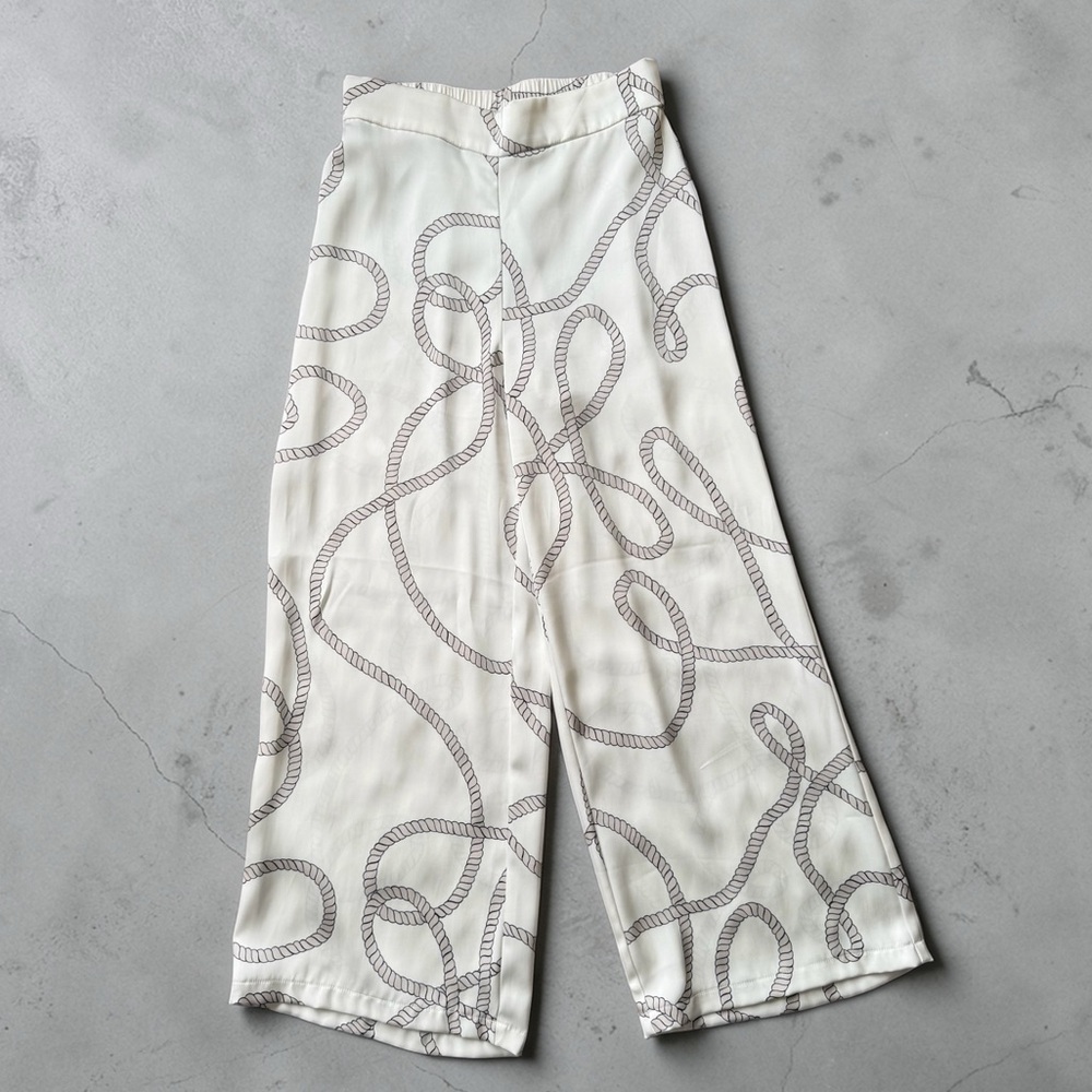 Joie Ivory Rope Print Palazzo Pants Size Small